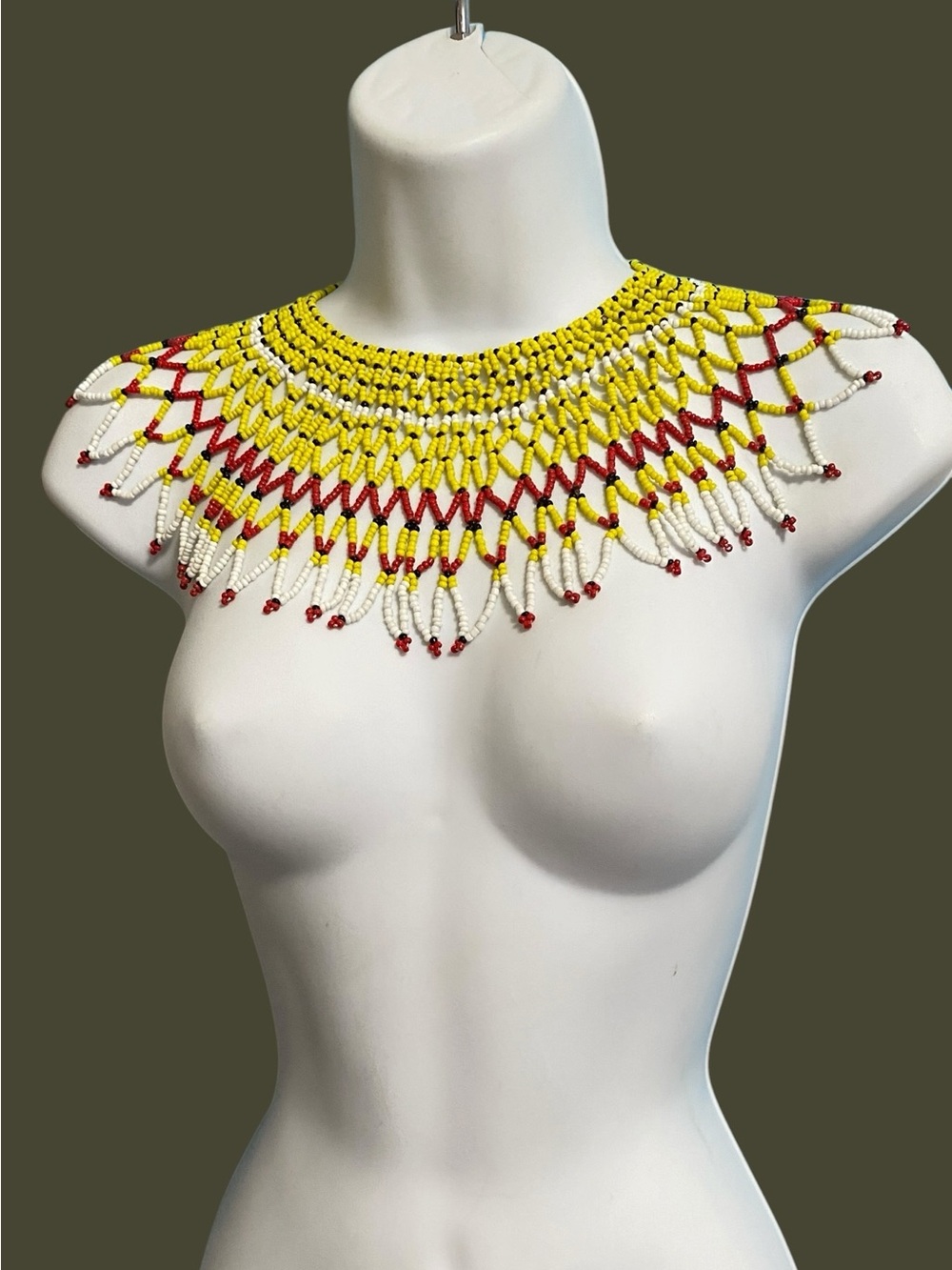 Ethnic Hand Woven Beaded Collar Necklace Hippie Tribal Bohemian 15”-17.5” - Picture 10 of 12